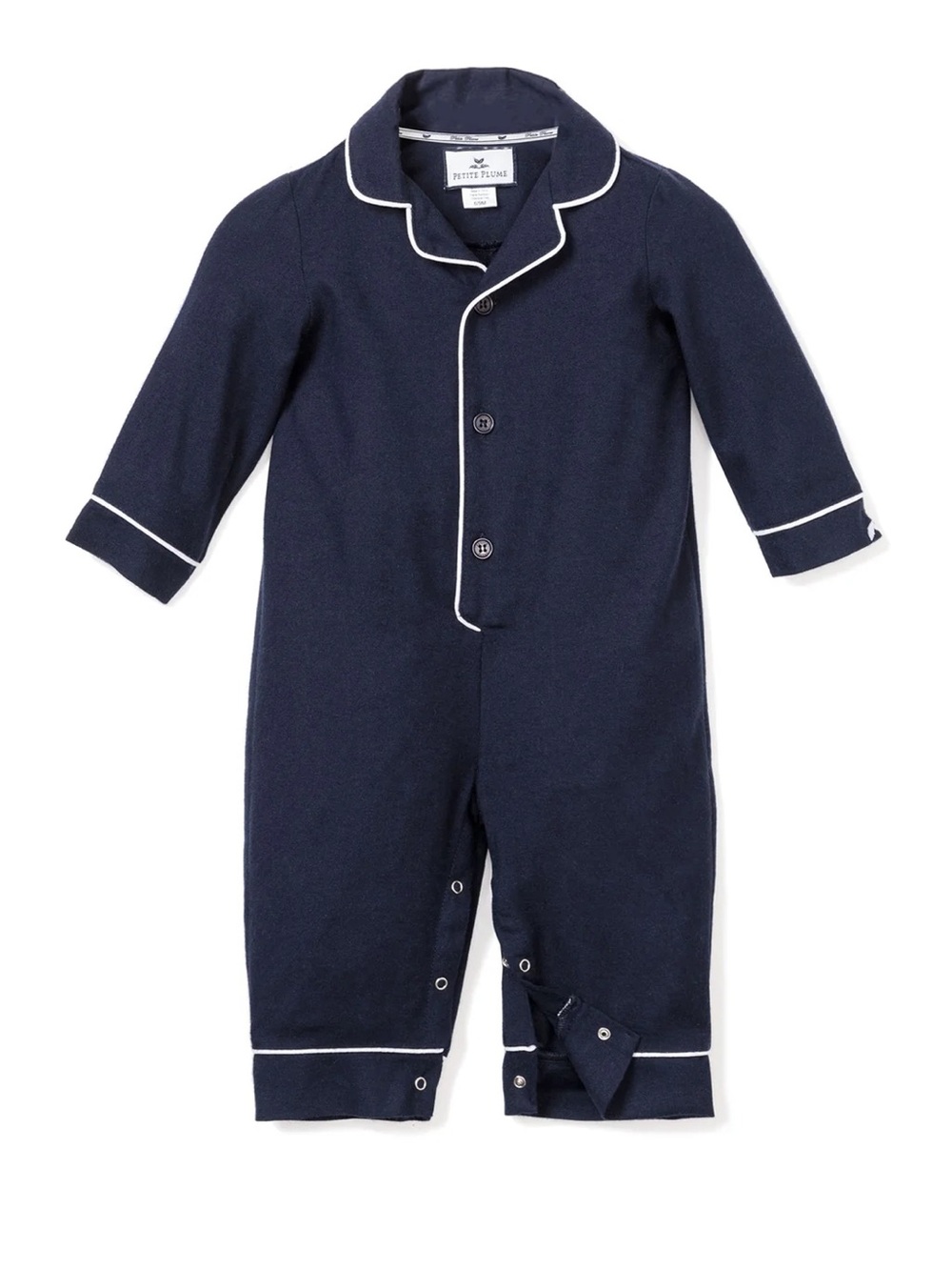 Petite Plume Baby's Flannel Classic Romper in Navy